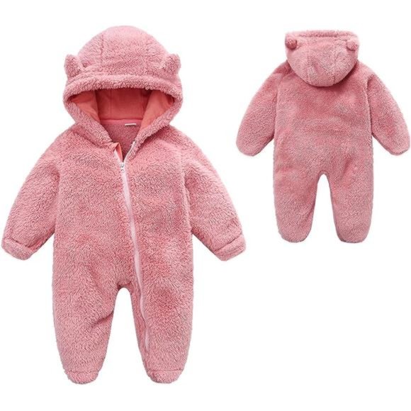 NEW - Baby Fleece Hooded Romper Outwear Jumpsuit Snowsuit Outfits for Boys Girls